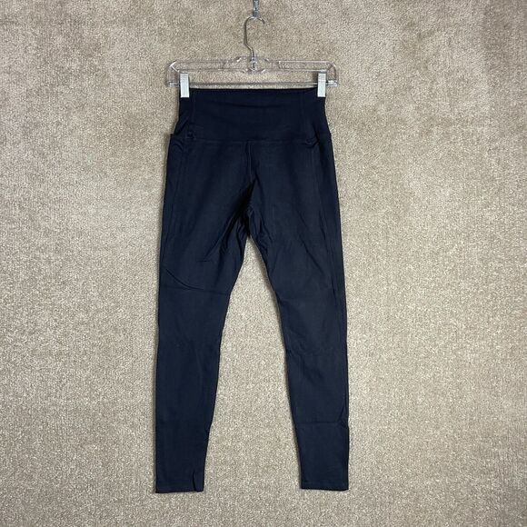 American Giant Crop Power Leggings Womens Size 4 Black Performance Side Pocket - Picture 2 of 11